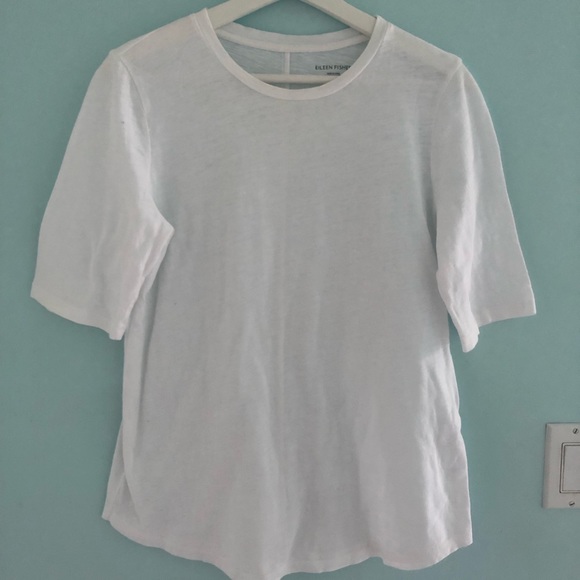 Eileen Fisher Tops - Eileen Fisher 100% Organic Cotton White T-shirt Size XS